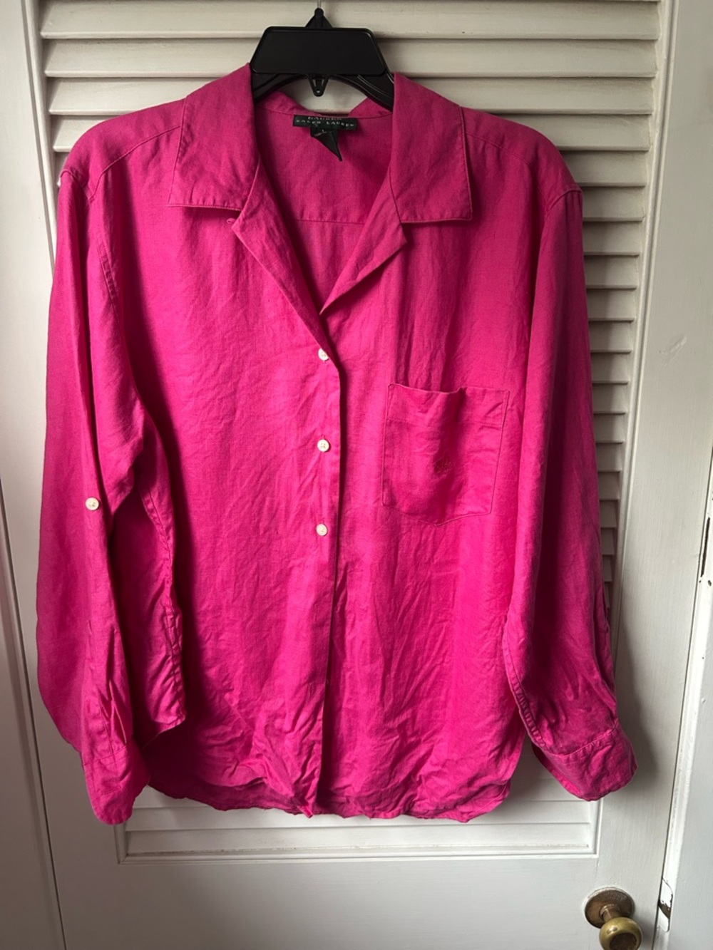 Ralph Lauren ladies pink linen shirt blouse.